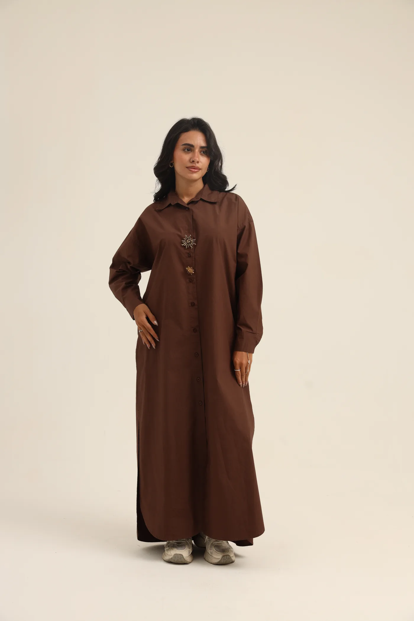 Long Gabardine chmeise with Side Slits