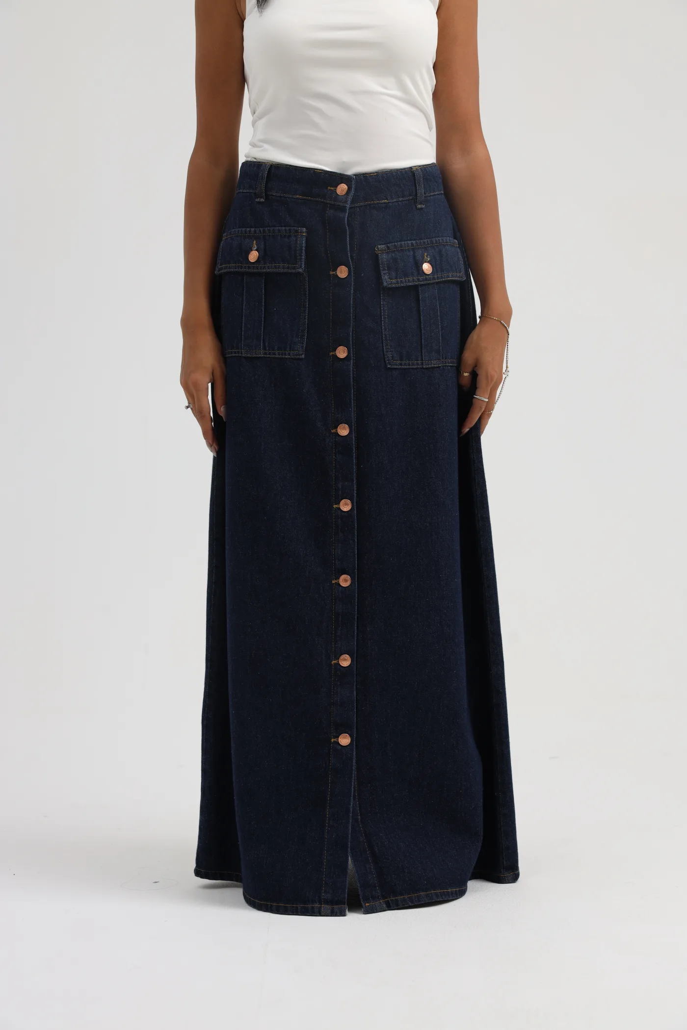 Denim Skirt with 2 Pockets