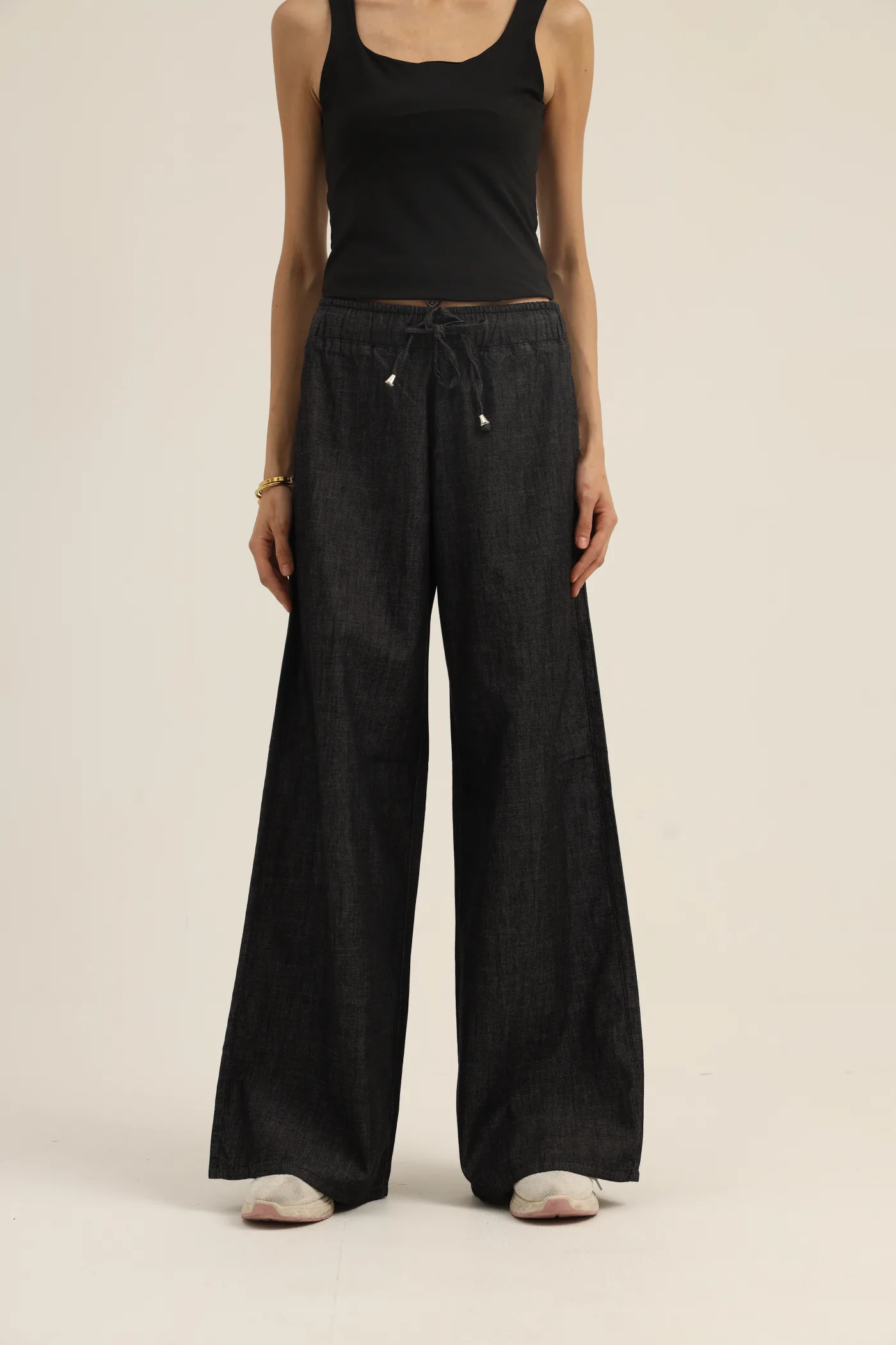 Elastic-Waist Denim Pants