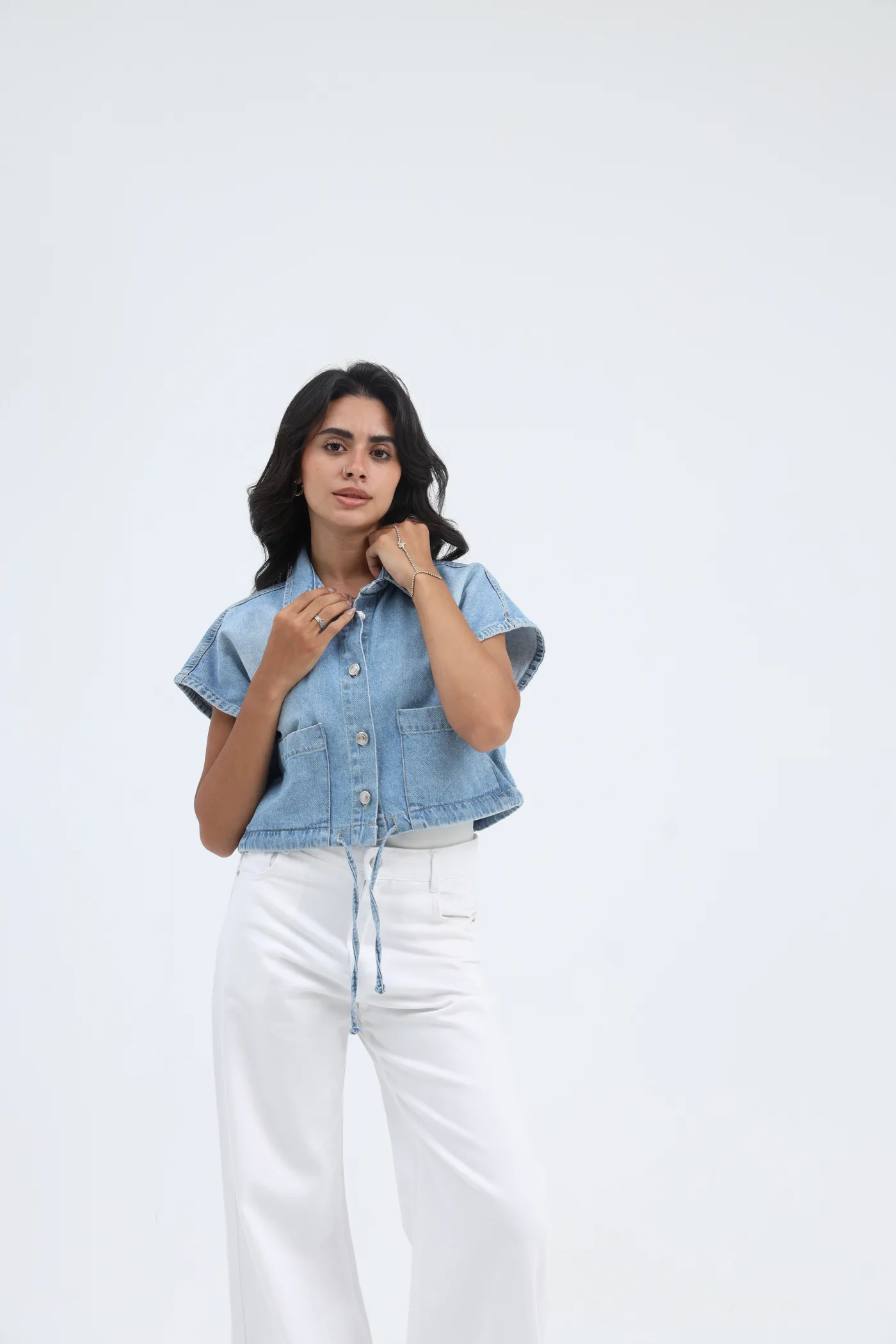 Denim Vest with Cut Detail